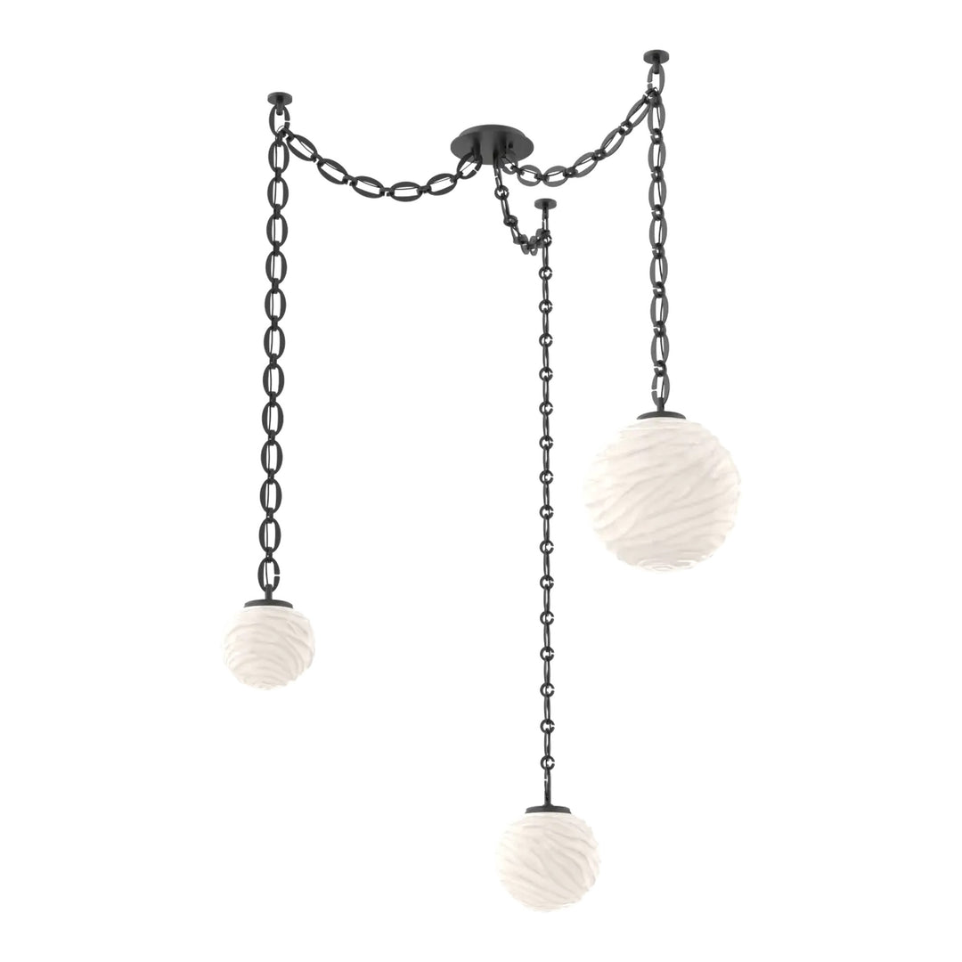 Gaia Swag Chandelier by Hammerton Studio – 3 Lights in Matte Black on Oval Chain