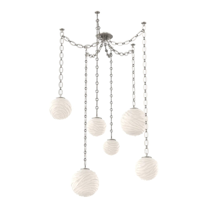 Gaia Swag Chandelier by Hammerton Studio – 6 Lights in Beige Silver on Oval Chain