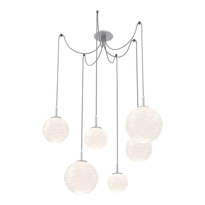 Gaia Swag Chandelier by Hammerton Studio – 6 Lights in Classic Silver on adjustable cord