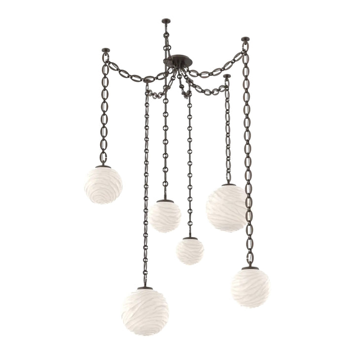Gaia Swag Chandelier by Hammerton Studio – 6 Lights in Flat Bronze on Oval Chain