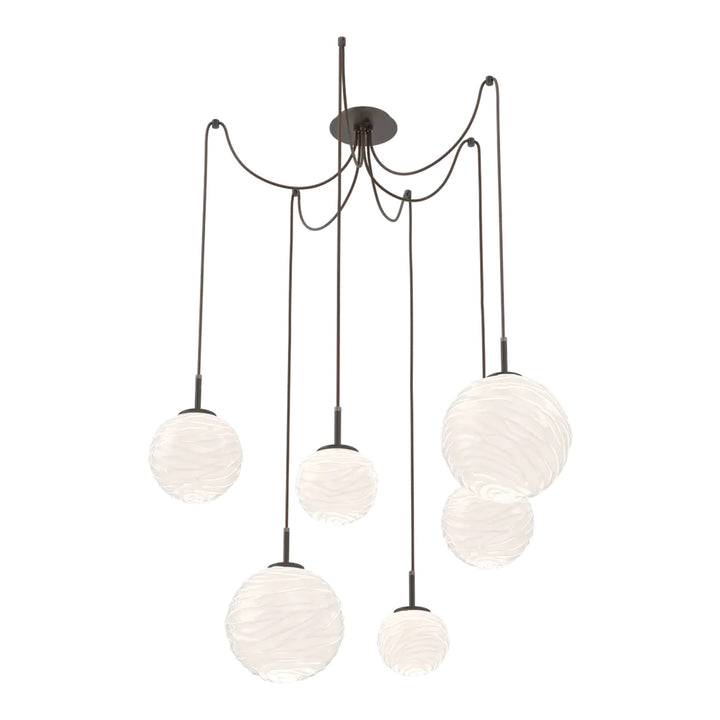 Gaia Swag Chandelier by Hammerton Studio – 6 Lights in Flat Bronze on adjustable cord