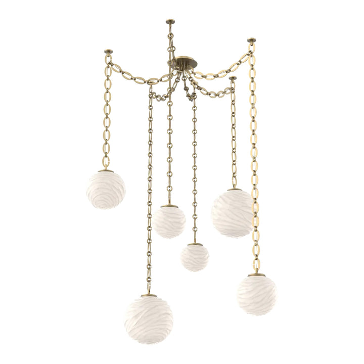 Gaia Swag Chandelier by Hammerton Studio – 6 Lights in Gilded Brass on Oval Chain