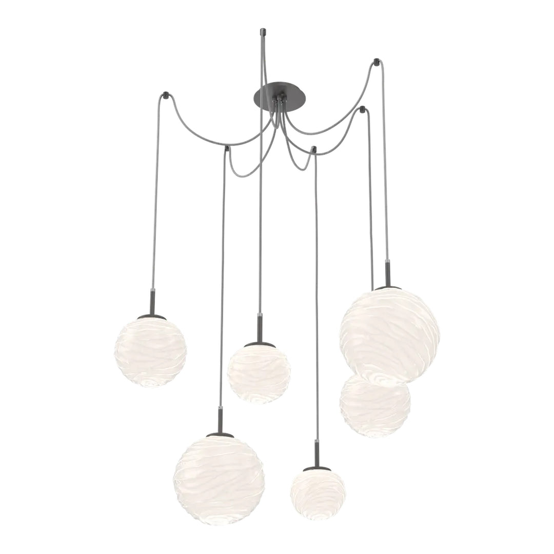 Gaia Swag Chandelier by Hammerton Studio – 6 Lights in Graphite on adjustable cord