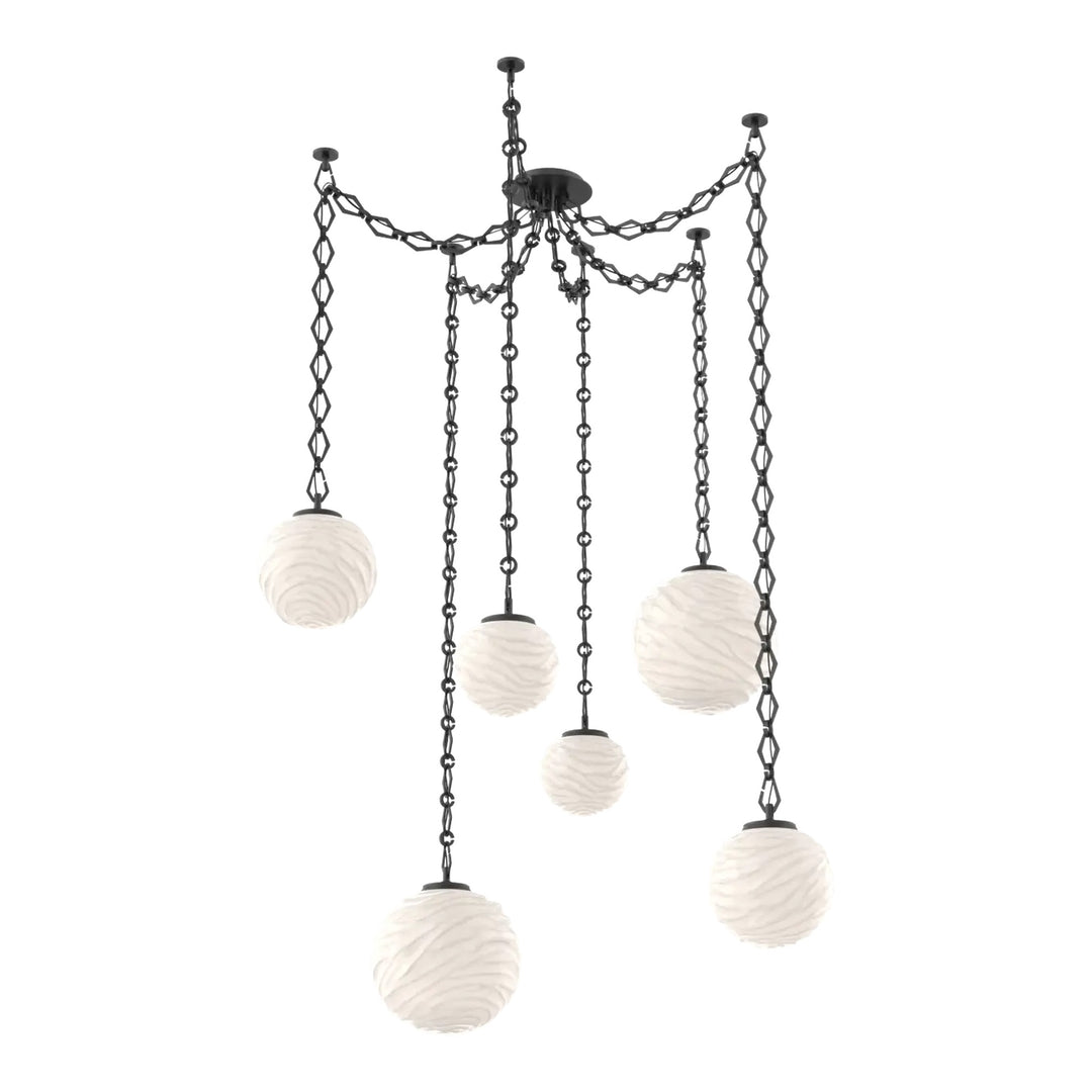 Gaia Swag Chandelier by Hammerton Studio – 6 Lights in Matte Black on Diamond Chain