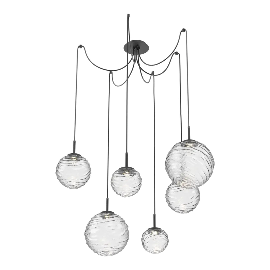 Gaia Swag Chandelier by Hammerton Studio – 6 Lights in Matte Black with Clear glass