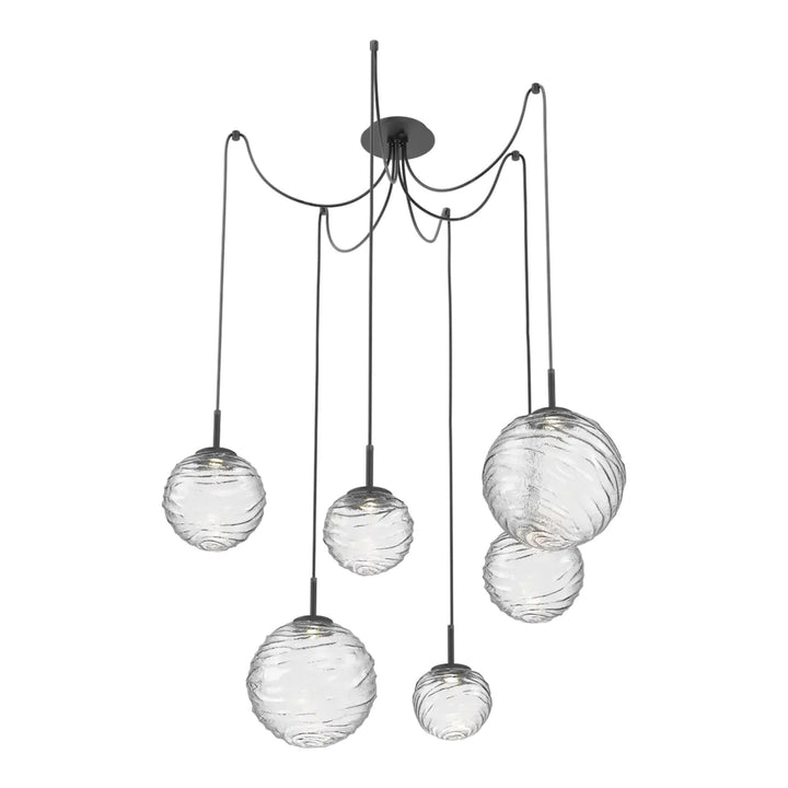 Gaia Swag Chandelier by Hammerton Studio – 6 Lights in Matte Black with Clear glass