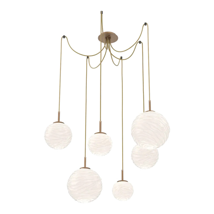 Gaia Swag Chandelier by Hammerton Studio – 6 Lights in Novel Brass on adjustable cord
