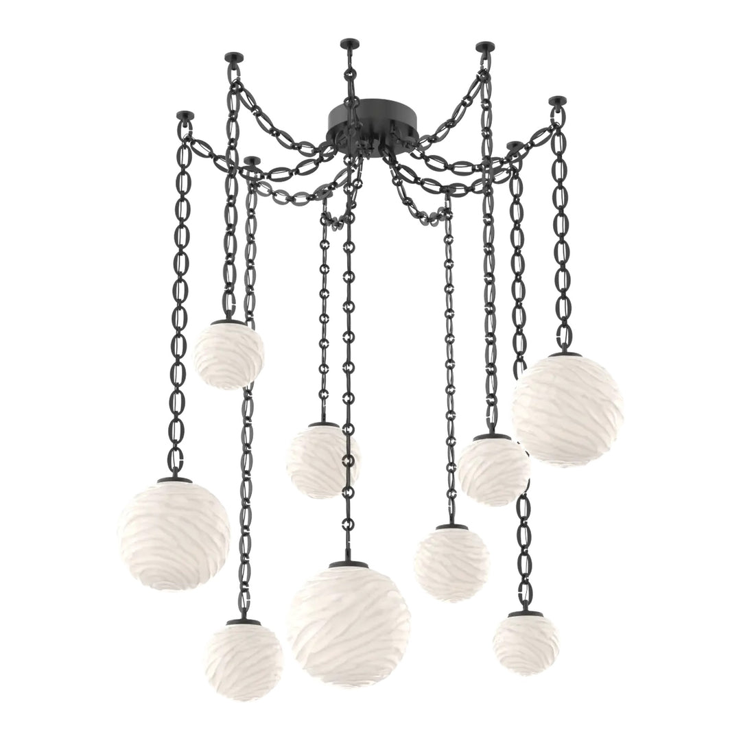 Gaia Swag Chandelier by Hammerton Studio – 9 Lights in Matte Black on Oval Chain