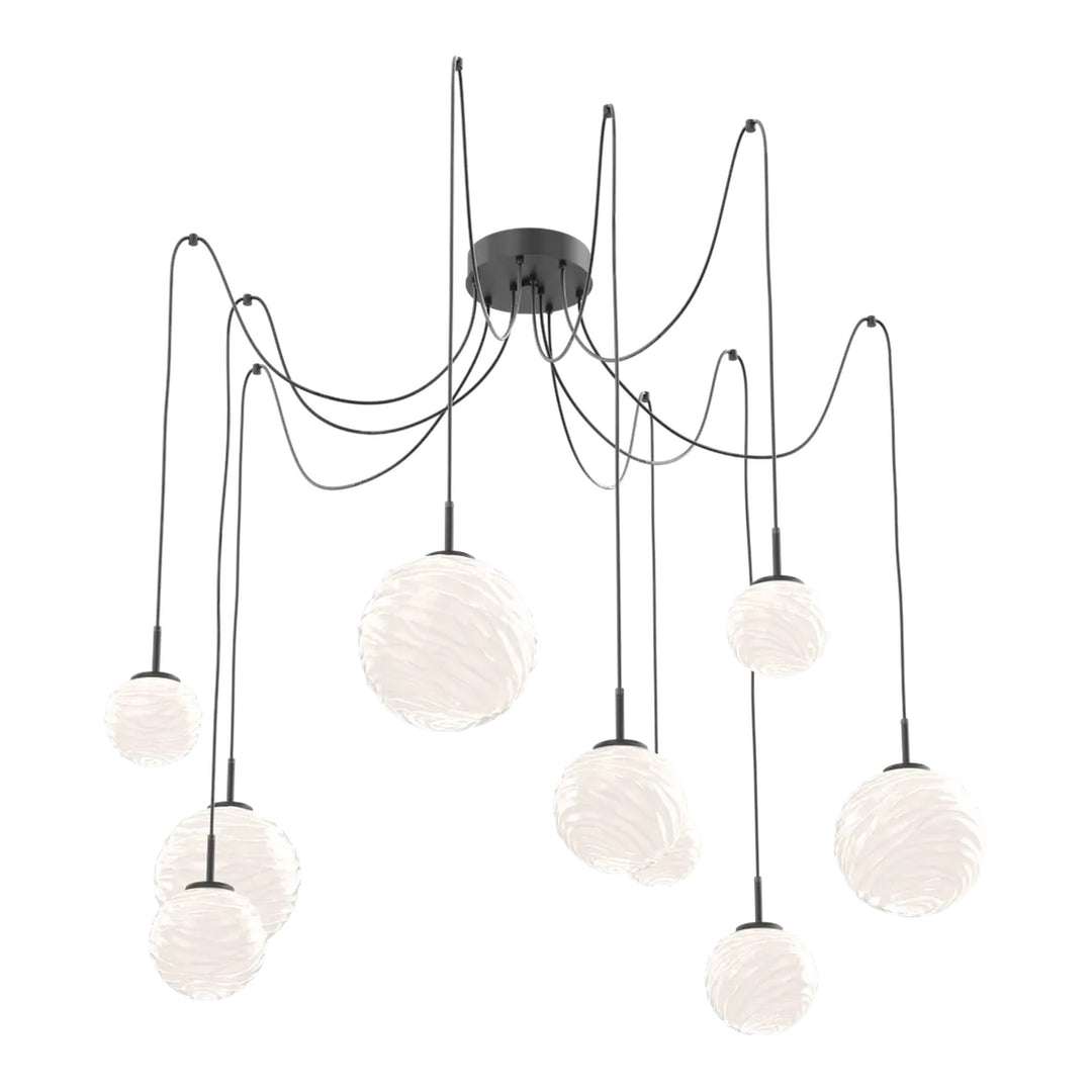 Gaia Swag Chandelier by Hammerton Studio – 9 Lights in Matte Black on adjustable cord