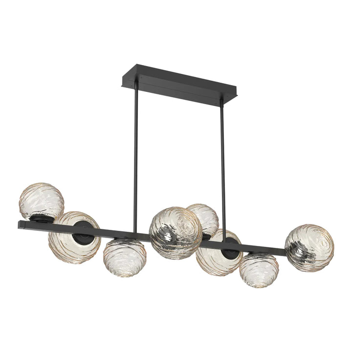 Gaia Twisted Branch Chandelier by Hammerton Studio – 8 Lights in Matte Black with Amber glass