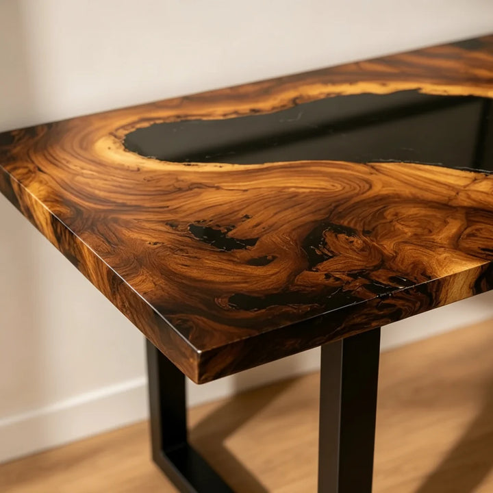 Smoked Walnut Resin Console Table by Thomas Dawn