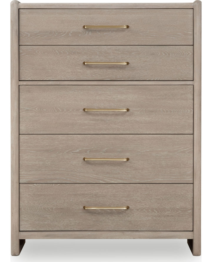 Gardenia Five Drawer Chest in Chai — on a white background