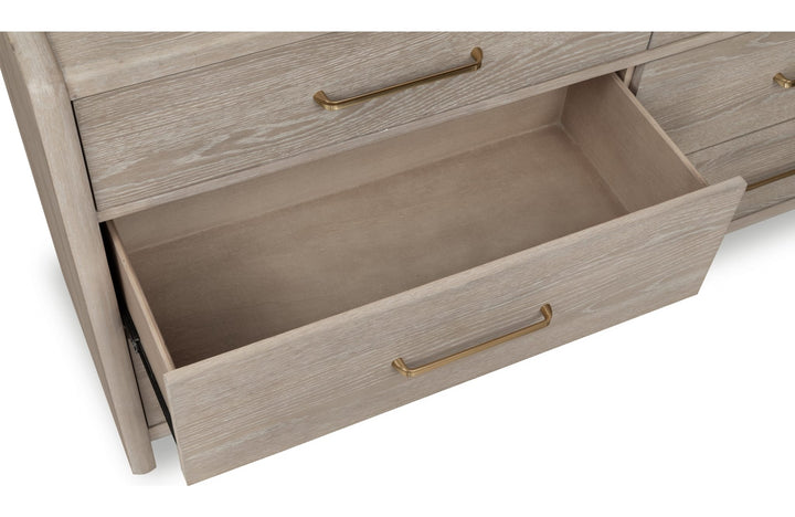 Gardenia Six Drawer Dresser in Chai — with drawers open