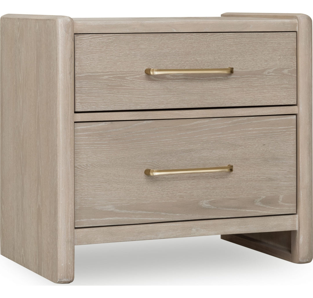 Gardenia Two Drawer Nightstand in Chai — on a white background