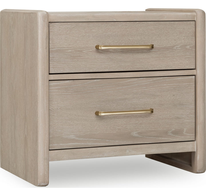 Gardenia Two Drawer Nightstand in Chai — on a white background