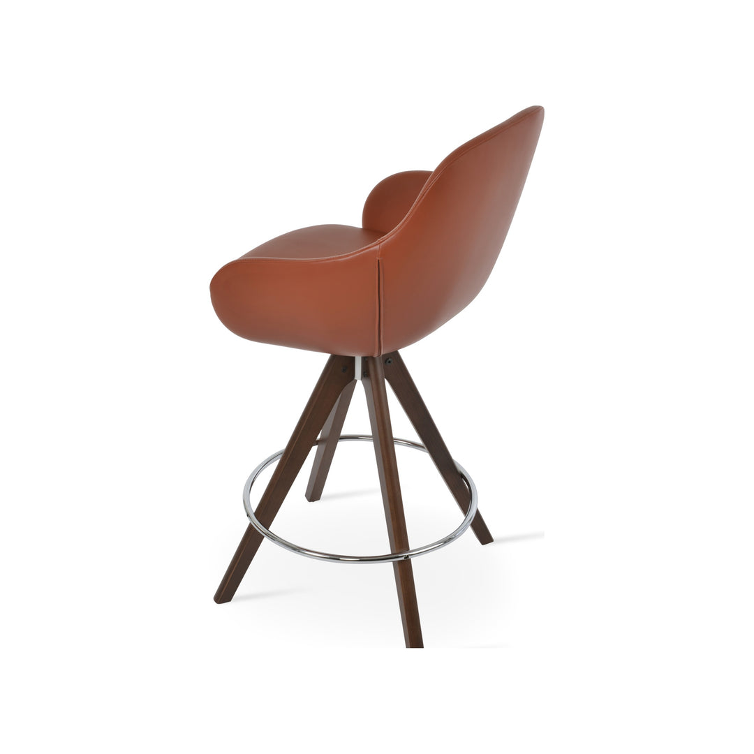 Gazel Arm Pyramid Wood Swivel Stool — white product view | Soho Concept