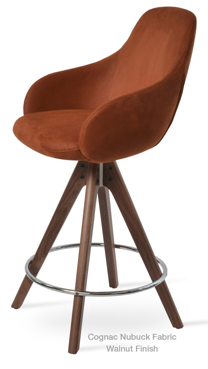 Gazel Arm Pyramid Wood Swivel Stool — alternate angle | Soho Concept