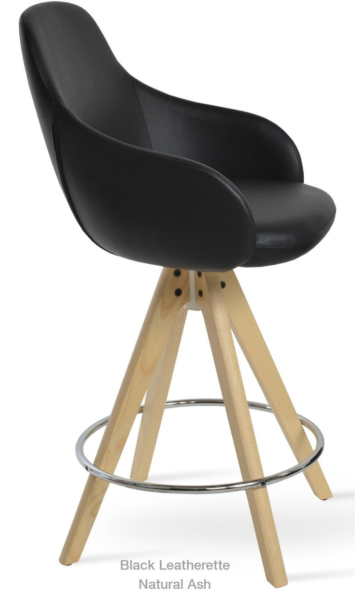 Gazel Arm Pyramid Wood Swivel Stool — pair view | Soho Concept