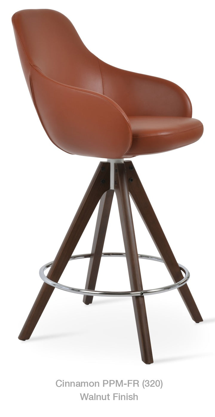 Gazel Arm Pyramid Wood Swivel Stool — studio view | Soho Concept