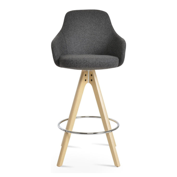 Gazel Arm Pyramid Wood Swivel Stool — product (Taji-scaled)