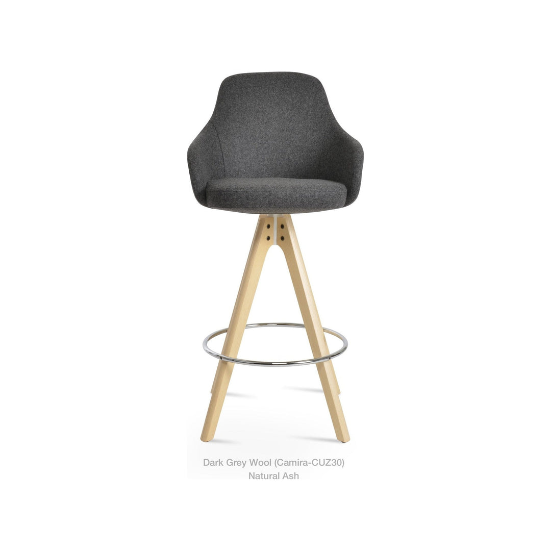 Gazel Arm Pyramid Wood Swivel Stool — product (Taji-scaled)