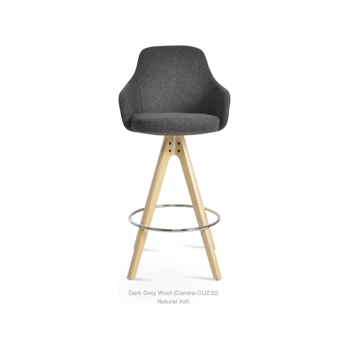 Gazel Arm Pyramid Wood Swivel Stool — product (Taji-scaled)