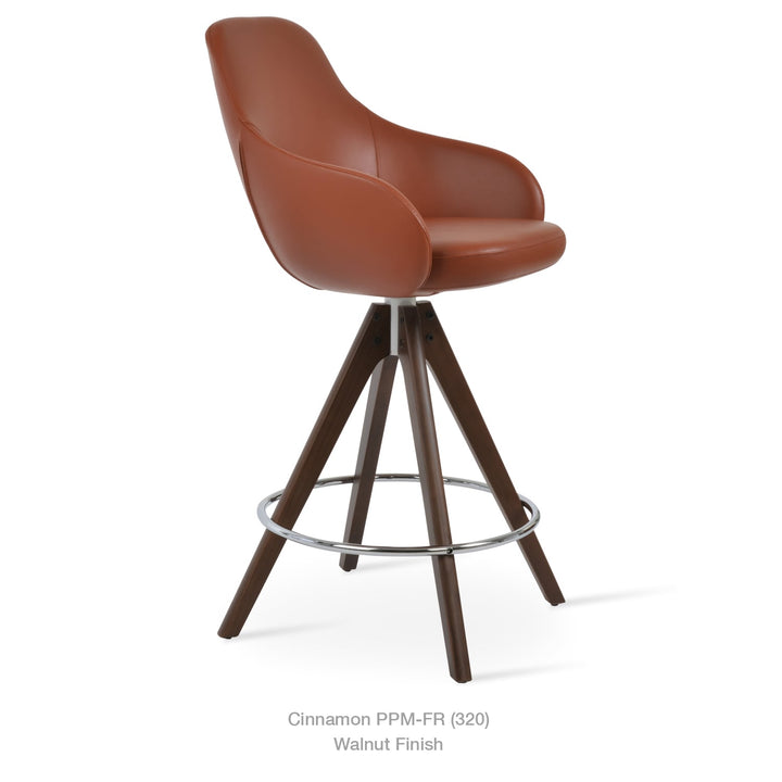 Gazel Arm Pyramid Wood Swivel Stool Soho Concept