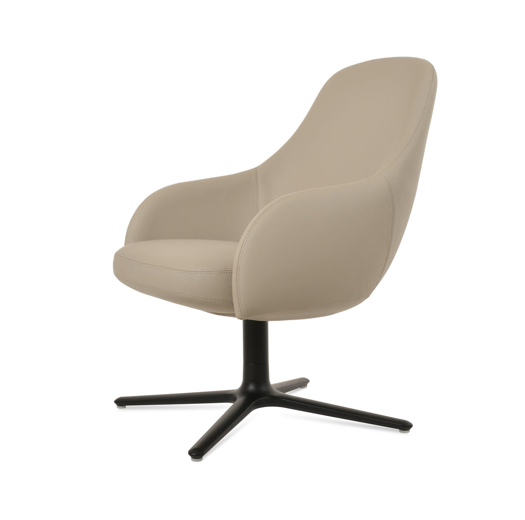Gazel Lounge Oval Swivel Armchair — bone PPM, black powder oval memory-swivel base