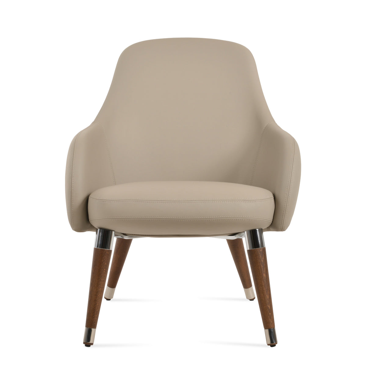 Gazel Lounge Wood Armchair — bone PPM, beech wood walnut finish base with chrome rings