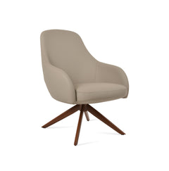 Gazel Sword Swivel Lounge Armchair — bone PPM, walnut sword swivel lounge base