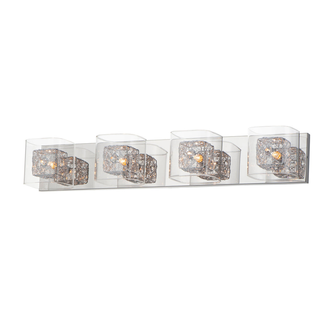 Gem 4-Light Bath Vanity with PC Shade by ET2 Lighting in Polished Chrome, front view