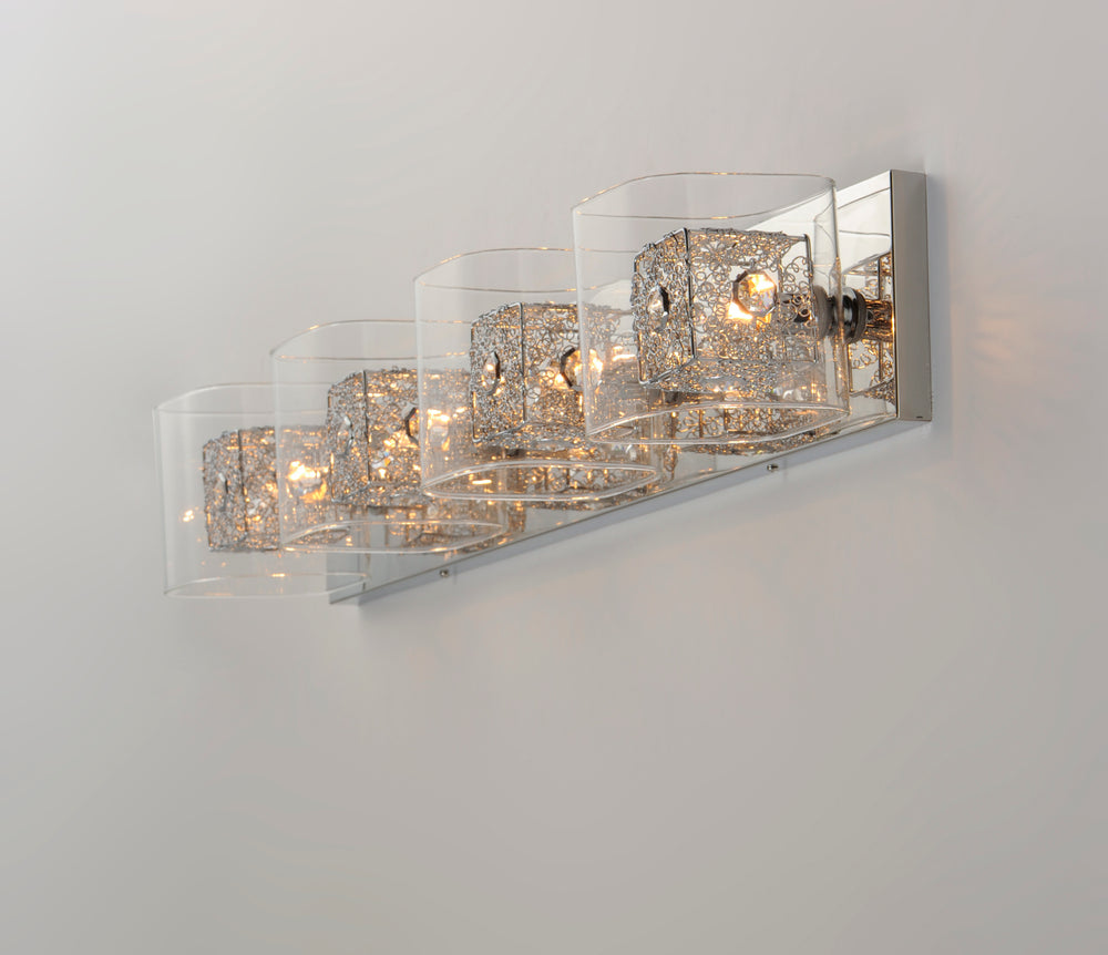 Gem 4-Light Bath Vanity with PC Shade by ET2 Lighting, styled view 1