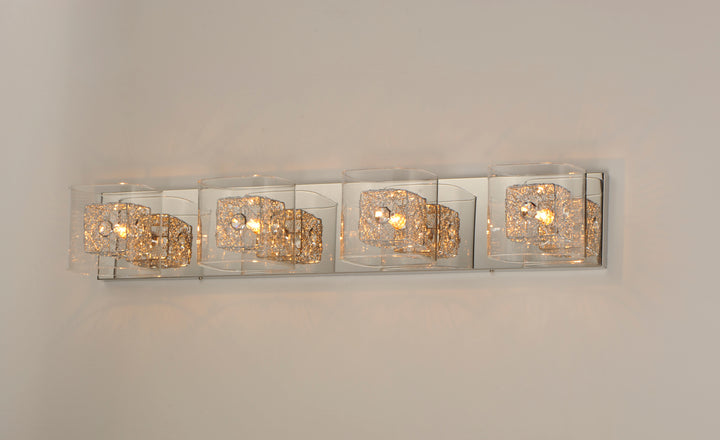 Gem 4-Light Bath Vanity with PC Shade by ET2 Lighting, styled view 3