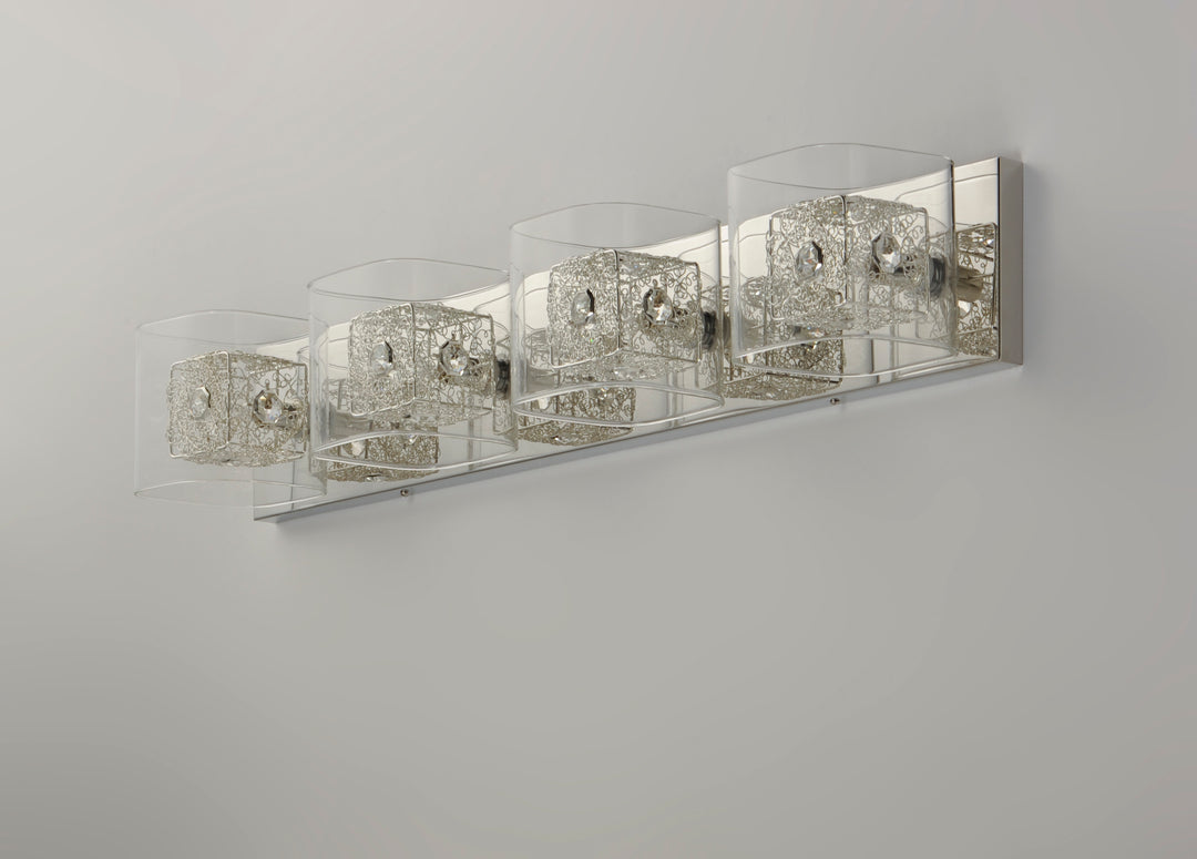 Gem 4-Light Bath Vanity with PC Shade by ET2 Lighting, styled view 6