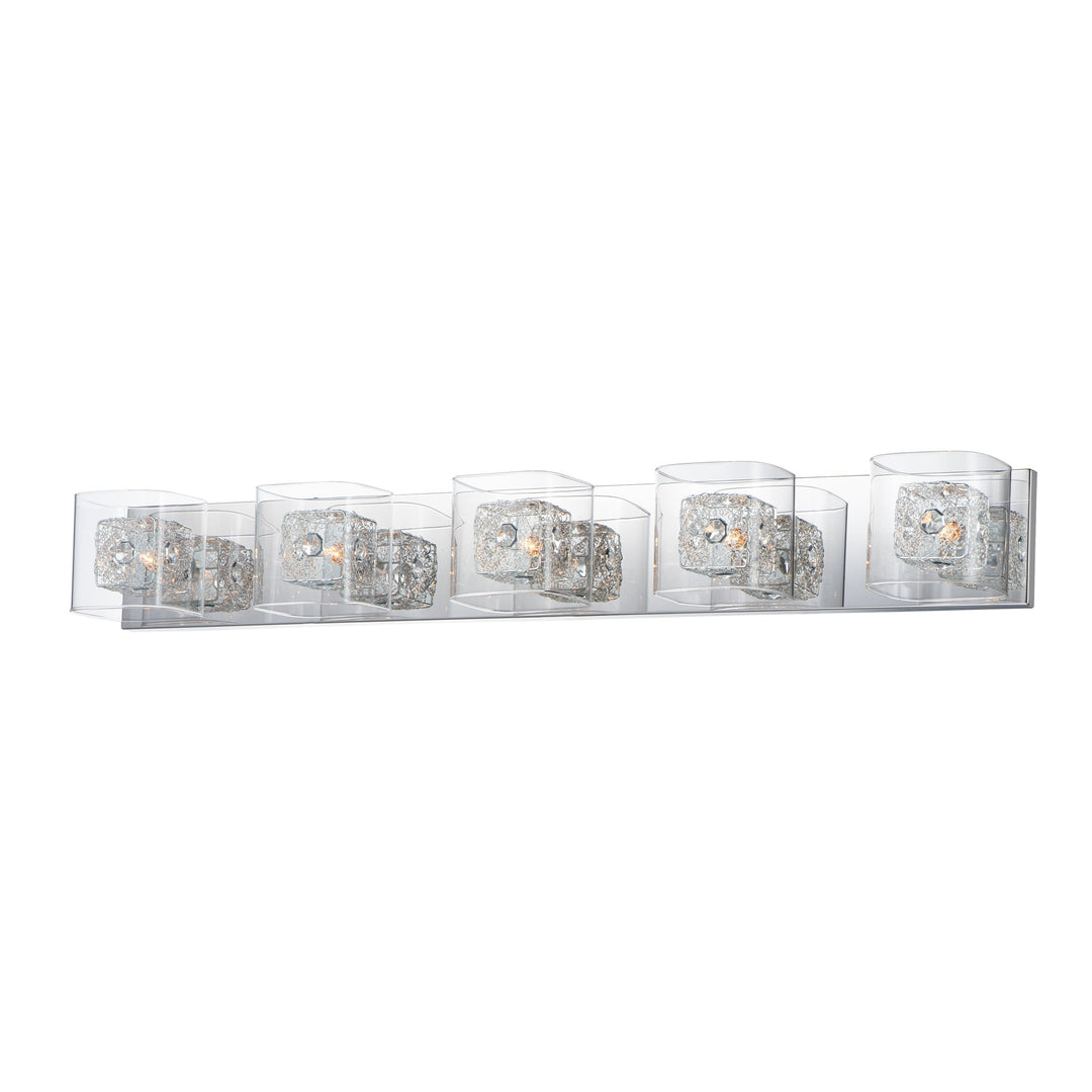 Gem 5-Light Bath Vanity with PC Shade by ET2 Lighting in Polished Chrome, front view