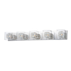 Gem 5-Light Bath Vanity with PC Shade by ET2 Lighting in Polished Chrome, front view