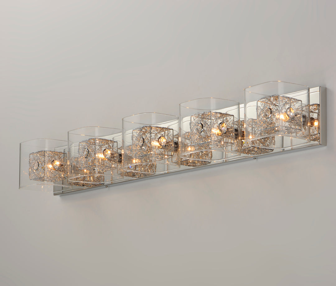 Gem 5-Light Bath Vanity with PC Shade by ET2 Lighting, styled view 1