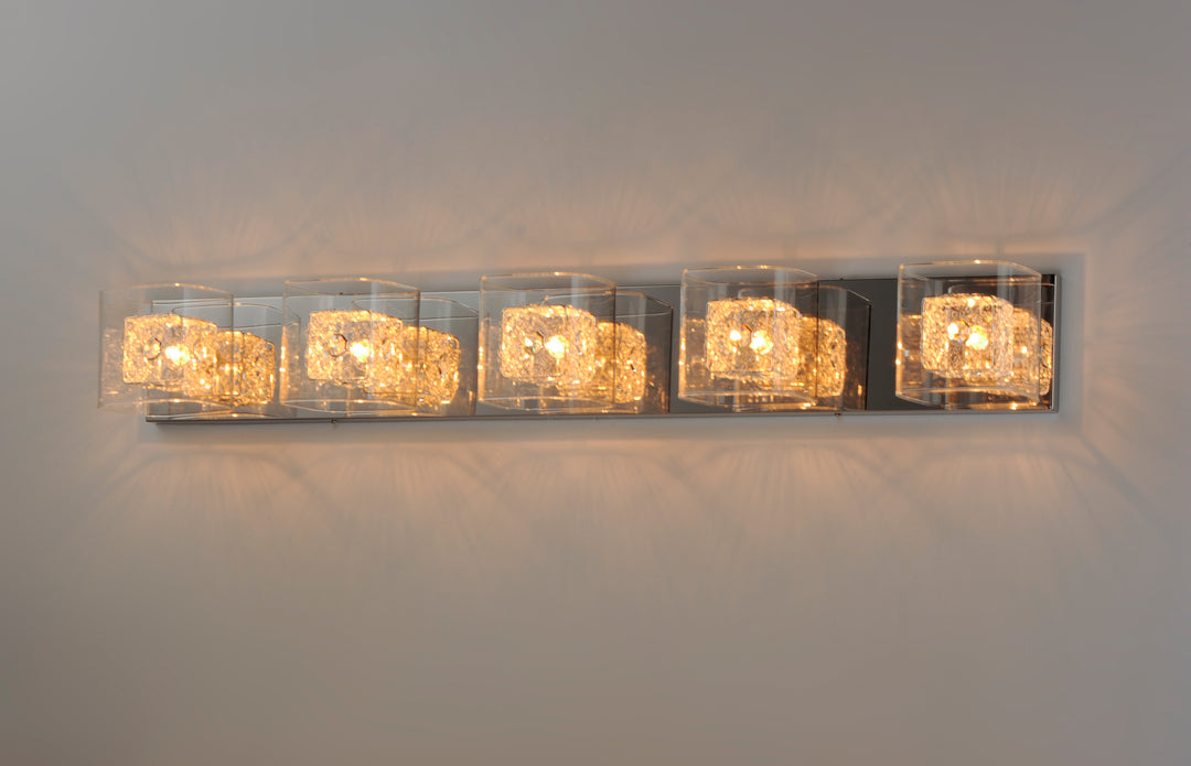 Gem 5-Light Bath Vanity with PC Shade by ET2 Lighting, styled view 5