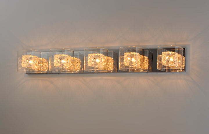 Gem 5-Light Bath Vanity with PC Shade by ET2 Lighting, styled view 5