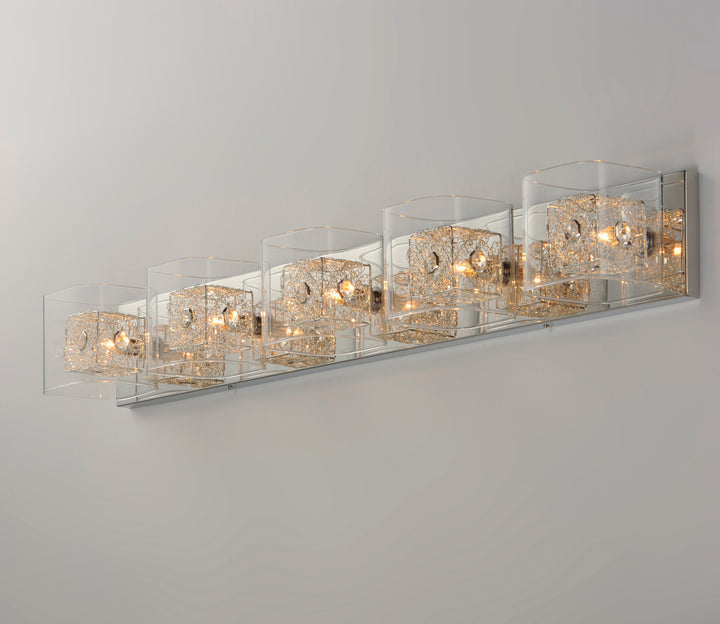 Gem 5-Light Bath Vanity with PC Shade by ET2 Lighting, styled view 8