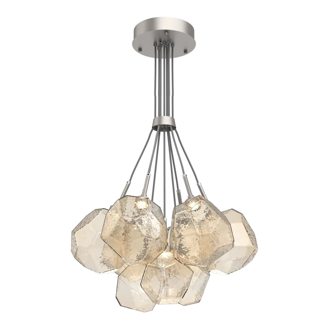 Gem Cluster Bloom by Hammerton Studio in Beige Silver with Amber glass (9 Lights)