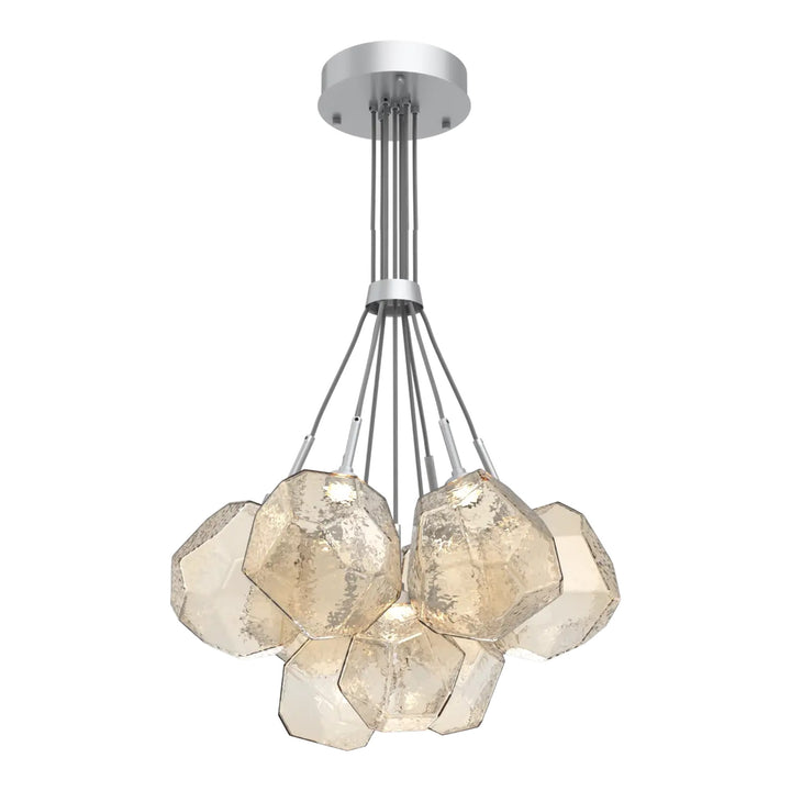 Gem Cluster Bloom by Hammerton Studio in Classic Silver with Amber glass (9 Lights)