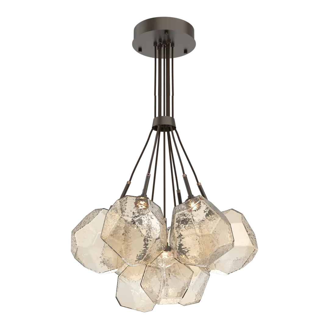 Gem Cluster Bloom by Hammerton Studio in Flat Bronze with Amber glass (9 Lights)