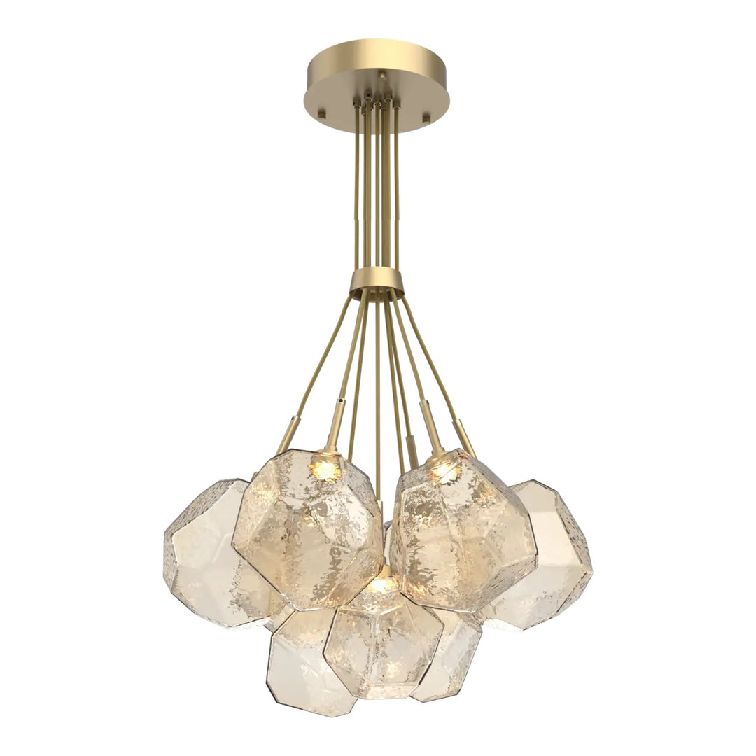 Gem Cluster Bloom by Hammerton Studio in Gilded Brass with Amber glass (9 Lights)
