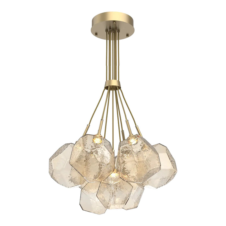 Gem Cluster Bloom by Hammerton Studio in Gilded Brass with Amber glass (9 Lights)