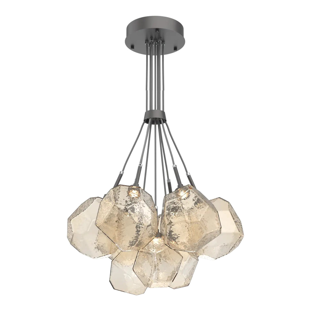 Gem Cluster Bloom by Hammerton Studio in Graphite with Amber glass (9 Lights)