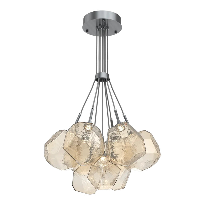 Gem Cluster Bloom by Hammerton Studio in Gunmetal with Amber glass (9 Lights)