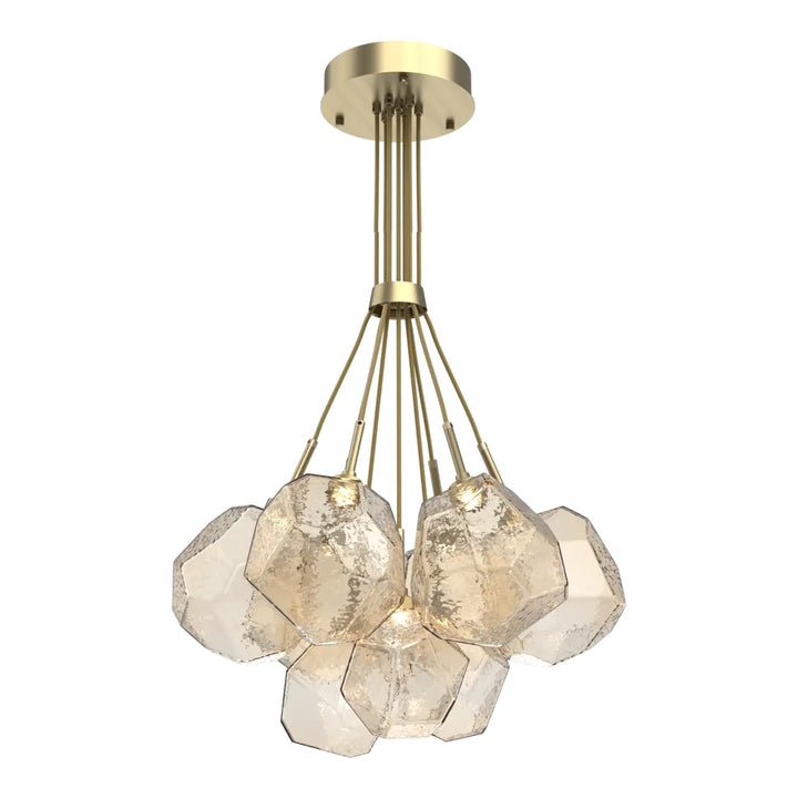 Gem Cluster Bloom by Hammerton Studio in Heritage Brass with Amber glass (9 Lights)