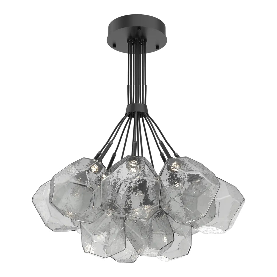 Gem Cluster Bloom by Hammerton Studio in Matte Black with Smoke glass (12 Lights)