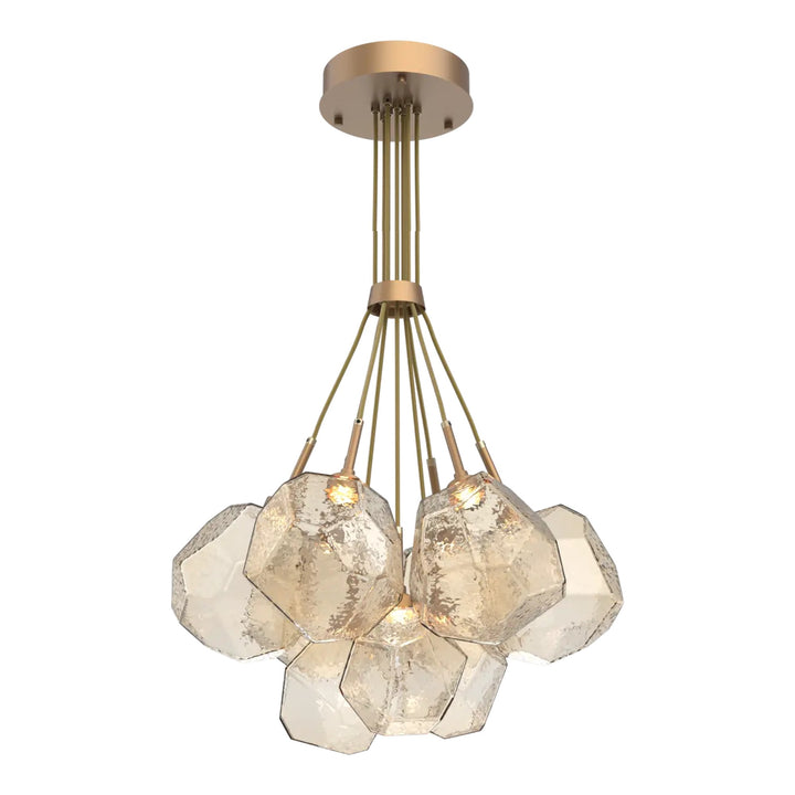 Gem Cluster Bloom by Hammerton Studio in Novel Brass with Amber glass (9 Lights)
